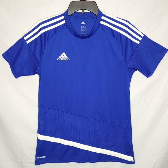 adidas Tops - ADIDAS BLUE/WHITE STRIPE WOMEN'S SOCCER JERSEY TEE EUC SMALL